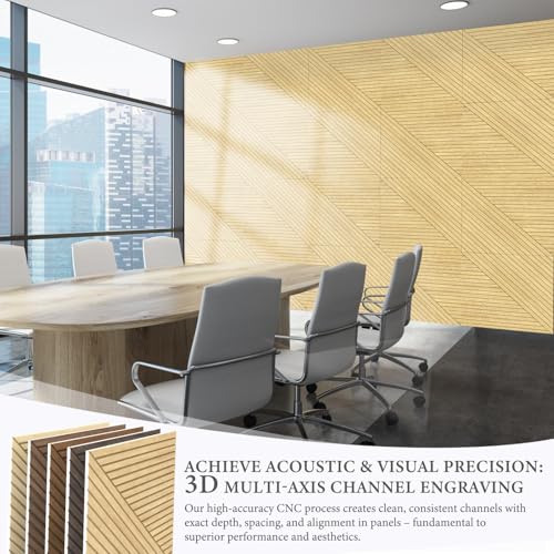 Image of JBER Wood-Pattern Acoustic Panels 23.6 inch x 23.6 inch, 6 Pack, Oak