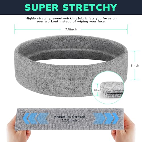 Image of Sweatbands Sports Headband for Men & Women - Terry Cloth Moisture-Wicking Sports Towel Headband for Tennis, Basketball, Running, Gym, and Fitness Working Out