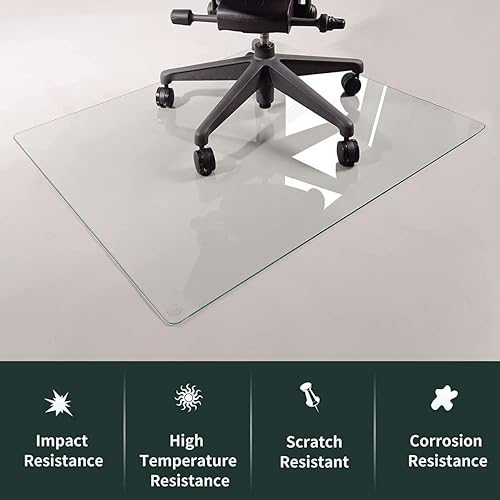 Miniatura 5 de Alfombrilla de vidrio templado para silla de corte personalizado  Tapete de vidrio transparente de 14 pulgadas de grosor con borde plano  Protege el