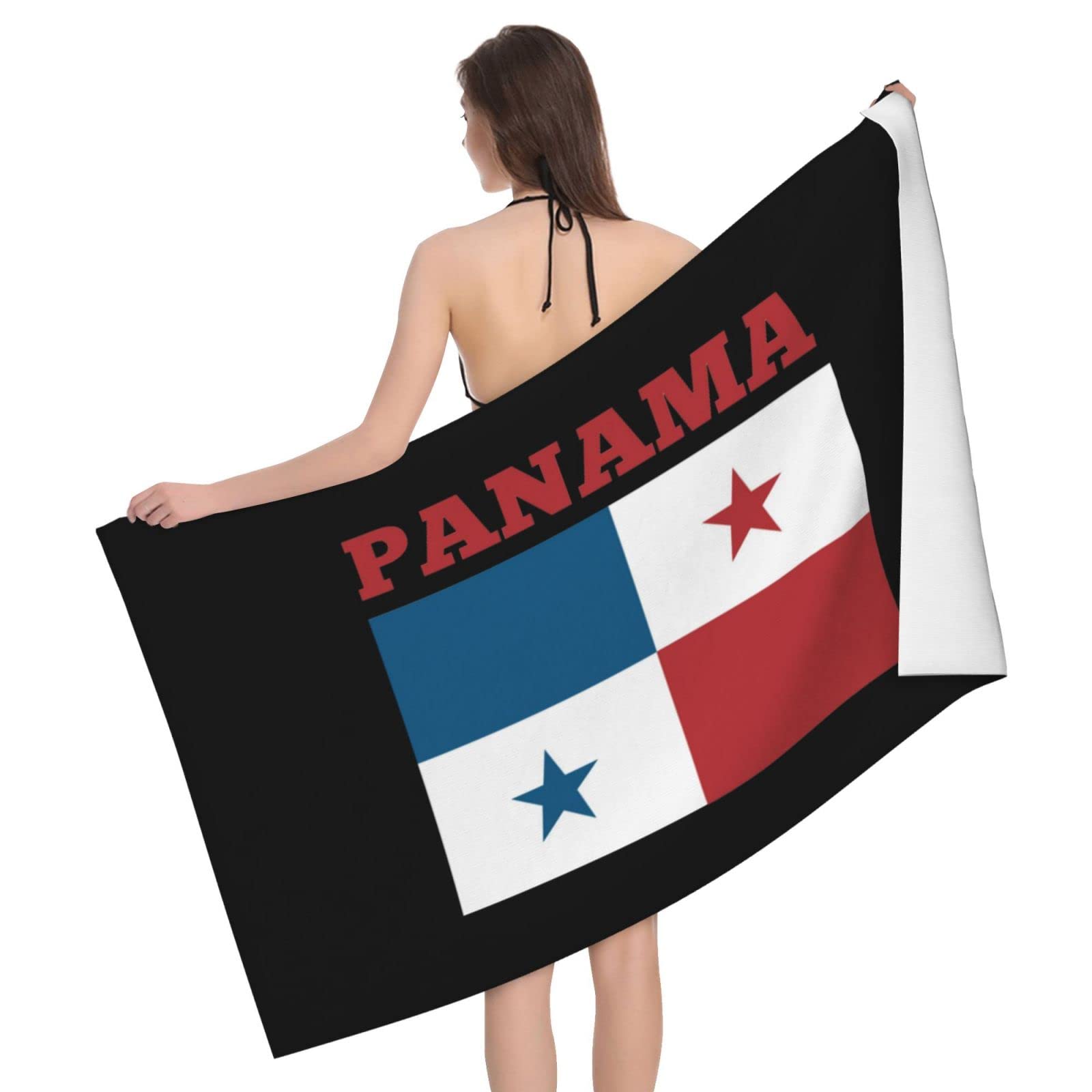 Lsjuee Flag of Panama Beach Towel Absorb Water Quick Dry Bath Towel, for Beach, Swimming Pool, Camping