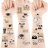 Fovths 144 Pieces 2025 Graduation Temporary Tattoos Graduation Tattoos Stickers Party Supplies New Grad Party Decorations for College Girls Boys Gifts, High School Senior Prizes, Congrats Grad Favor