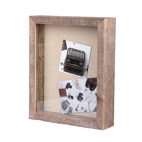 Image of Shadow Box Rustic Picture Frame 16x20 Natural Wood Display Case for Memorabilia, Awards, Medals, Photos - Barnwood