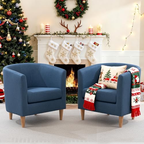 Accent Barrel Chairs Set of 2, Modern Comfy Living Room
