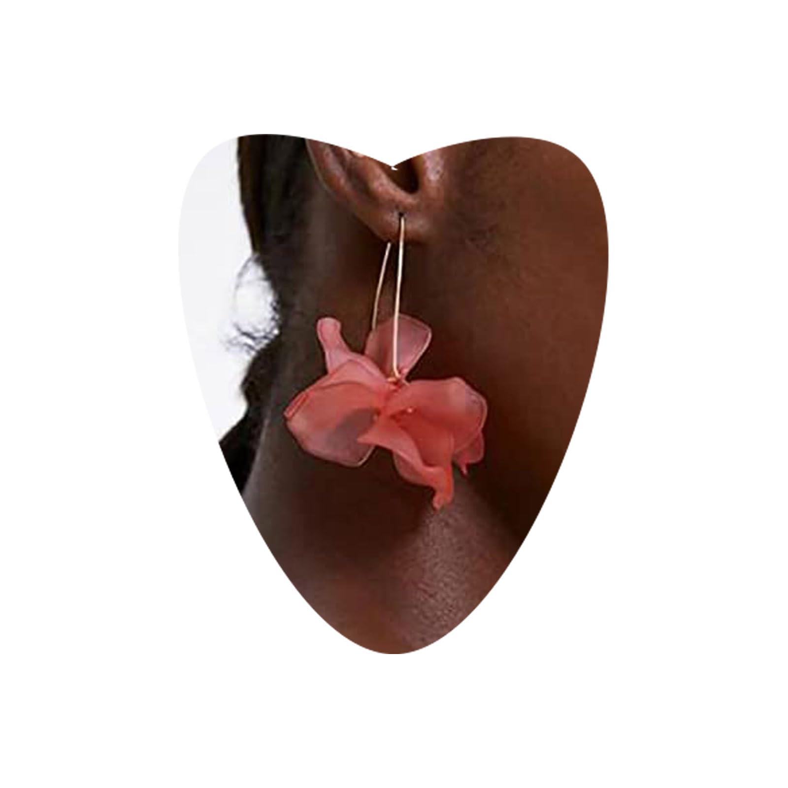 Atentuyi Boho Pendientes De Flores Rojas De Oro Acrílico Rosa Pendientes De La Gota De La Flor De Resina Cuelgan Pendientes Florales Larga Borla De La Joyería De La Boda Para Las Mujeres Y Las Niñas