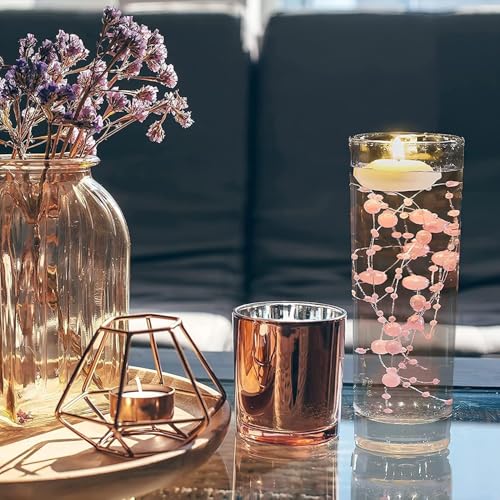 20 Deko,Rosa Schwimmende Kerzen Kunstperlen Perlenschnur Vasenfüller Wasserperlen Schwimmkerzen für Hochzeit DekoTischdekoration Valentinstag Braut Haarschmuck Heimdekoration 1,3 M Keine Kerzen