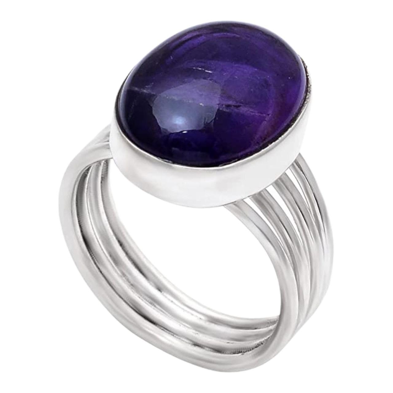 Silver Handmade Ring, 925k Sterling Silver Purple Amethyst GemSton Ring, Women's Ring - Purple Stones - Outstanding Gifts for Her, Gemstone Ring, KOHI Ring- KGJR#003 (10.25)