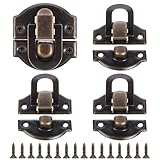 Antique Toggle Hasp Latch, 4 Pcs Bronze Small Iron Duck Billed Latch Retro Style Box Toggle Latches Catch Decorative Hasp Latches Hardware for Wooden Box Cabinet Chest Jewelry Boxes Suitcase Trunk