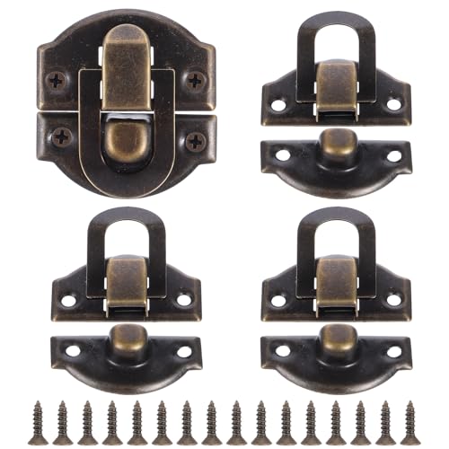 Antique Toggle Hasp Latch, 4 Pcs Bronze Small Iron Duck Billed Latch Retro Style Box Toggle Latches Catch Decorative Hasp Latches Hardware for Wooden Box Cabinet Chest Jewelry Boxes Suitcase Trunk