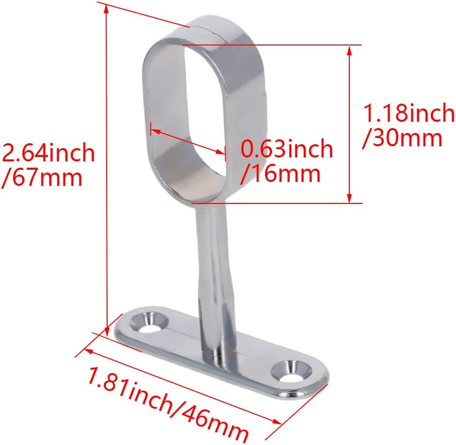 Bettomshin 1.81" Diameter Zinc Alloy Oval Pipe Clothes Closet Rod Flange Holder Support Bracket,4pcs