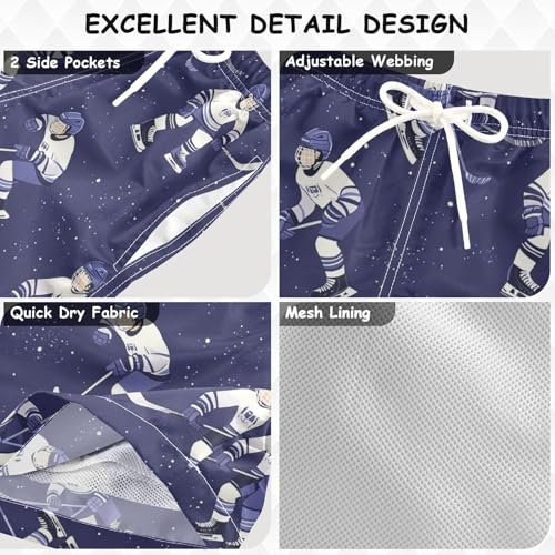 Pigsaly Boys Swim Trunks Blue Sports Hockey Ice Purple Boys Board Shorts Swimsuit Swimwear Summer Bathing Suit 4T3