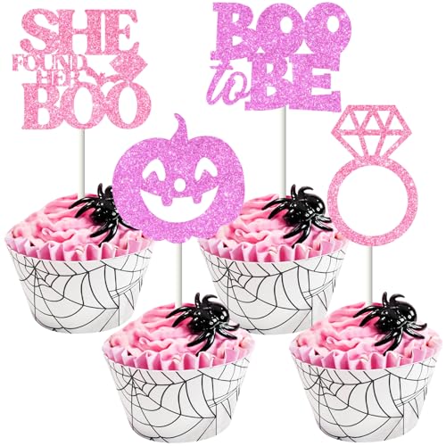 Decoración de pastel para fiesta de compromiso y despedida de soltera de Halloween