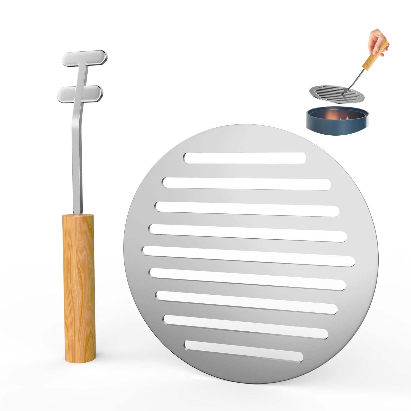 Grillplatte Für Solo Stove Mesa XL – Edelstahl-Grillrost Mit Holzgriff, 17,8 Cm Durchmesser, Für Mini-Feuerstellen