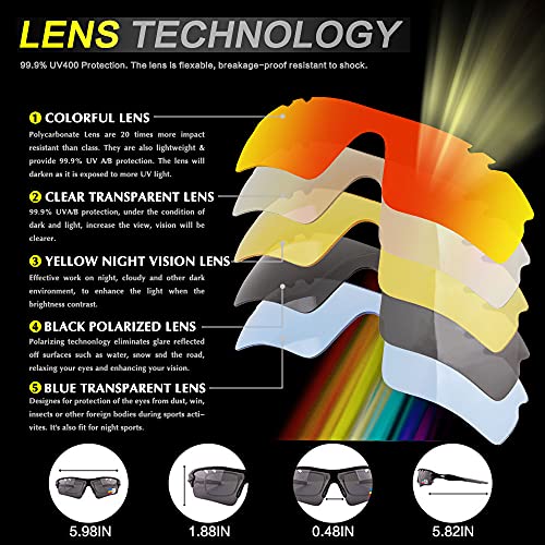 Óculos de sol esportivos polarizados para ciclismo masculino e feminino com 5 lentes intercambiáveis