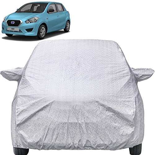 Image of Autofact Waterproof Car Body Cover Compatible with Nissan Datsun Go (2013 to 2018) with Mirror Pockets (Shinning Silver)