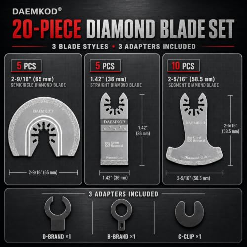 DAEMKOD 20PCS Diamond Oscillating Tool Blades
