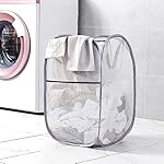 Larpur 2 Pcs Popup Mesh Laundry Baskets, Collapsible and Portable Clothes Washing Laundry Hampers with Reinforced Carry Handles, Gray Clothes Hamper for Home, Travel, College Dorm - Image 5