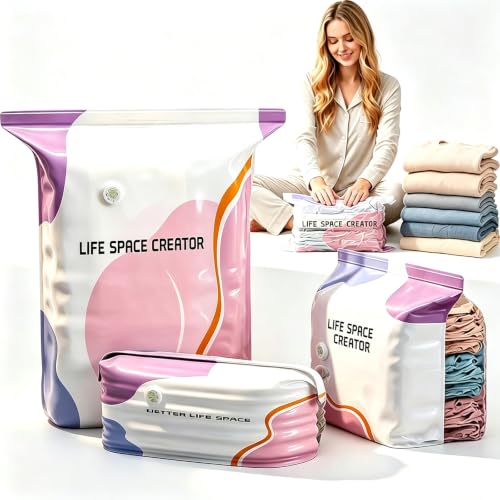 POP lina NoPump Vacuum Storage Bags 4 Stücks Vakuumbeutel Ohne Pumpe Vakuum-Aufbewahrungsbeutel Ohne Pumpe Wiederverwendbare Vakuumbeutel für Kleidung Bettdecken Reise (2*100x80cm + 2*70x50cm)
