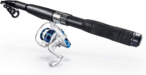 Miniatura 9 de Juego de caña de pescar, paquete de 2 cañas de pescar con caña de pescar telescópica, carretes giratorios, señuelos de pesca, alicates de pesca y