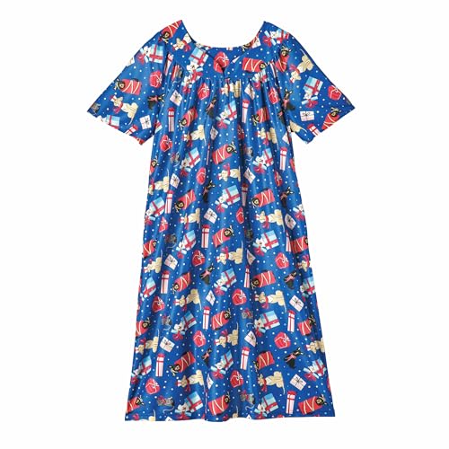 Image of AmeriMark Casual Women's Patio Muumuu House Dress Loose Comfortable Short Sleeve Sun Dress Lounger Gown Sleepwear for Ladies