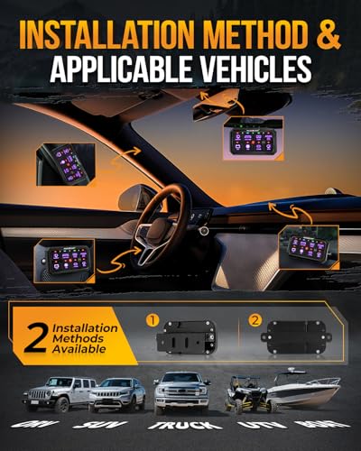 Image of Auxbeam 8 Gang Switch Panel RB80XL 5In Large 3 Modes Easy Installation | Toggle /Momentary /Pulsed RGB Dimmable, IP65 Waterproof For Cars /Trucks /Pickups /RVs, Works With 12‑24V DC Accessories.