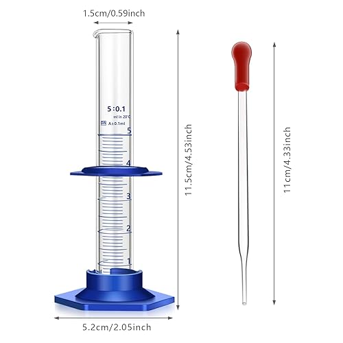 Miniatura 2 de Cilindros graduados de vidrio grueso para medir cilindros de laboratorio líquidos con base de plástico anticaída y protectores de parachoques