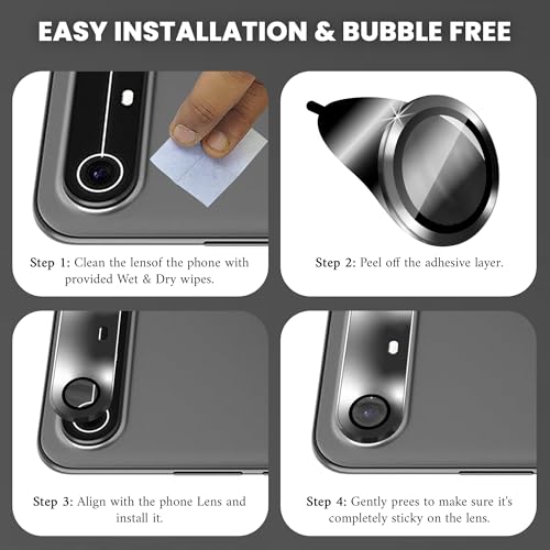 Image of ArmourPro Camera Lens Protector for Tecno Pova Slim Tough HD Individual Aluminum Alloy Rings 9H Camera Cover, Scratch-Resistant,Camera Lens Protection| Black, 1 Pack