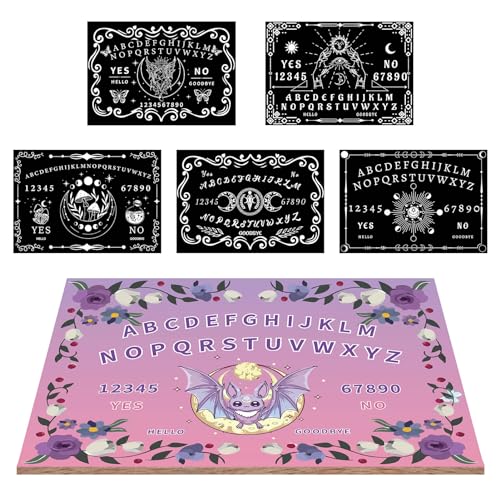 CREATCABIN Bat Pendulum Board Wooden Spirit Board Purple Dowsing Divination Kit Purple Flower Wood Talking Board Metaphysical Message with Planchette for Witchcraft Altar Supplies 11.8X8.3 Inch - Image 4