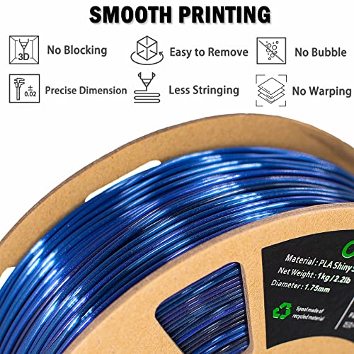 Image of 3D Printer Filament, PLA Filament 1.75mm, Silk Black Blue Color Changing, Silk PLA Filament, 3D Printing Filament 1.75 + /-0.02mm, 1kg