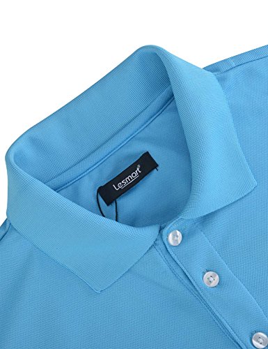 Lesmart Men's Golf Polo Shirt Performance Wicking Dry Fit Short Sleeve T-Shirt Tops M Sky Blue #TOP2