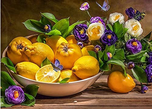 Peinture au diamant 5D de fleurs et fruits | Kit d'art strass 30x40cm