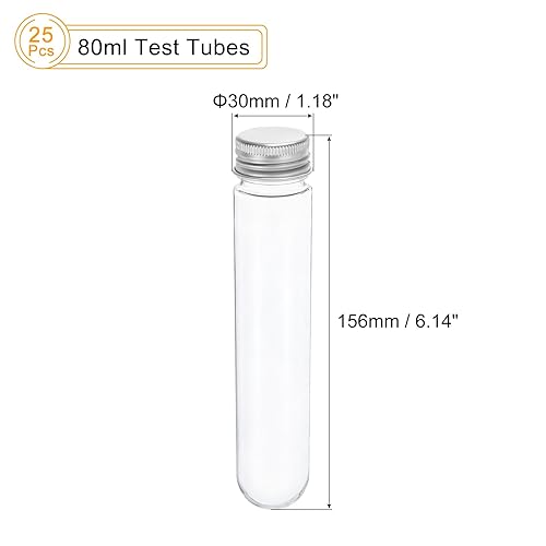 Miniatura 2 de PATIKIL Tubos de ensayo de plástico de 2.7 fl oz con tapas de rosca, 25 tubos de 6.142 x 1.181 in para decoración de fiestas científicas,