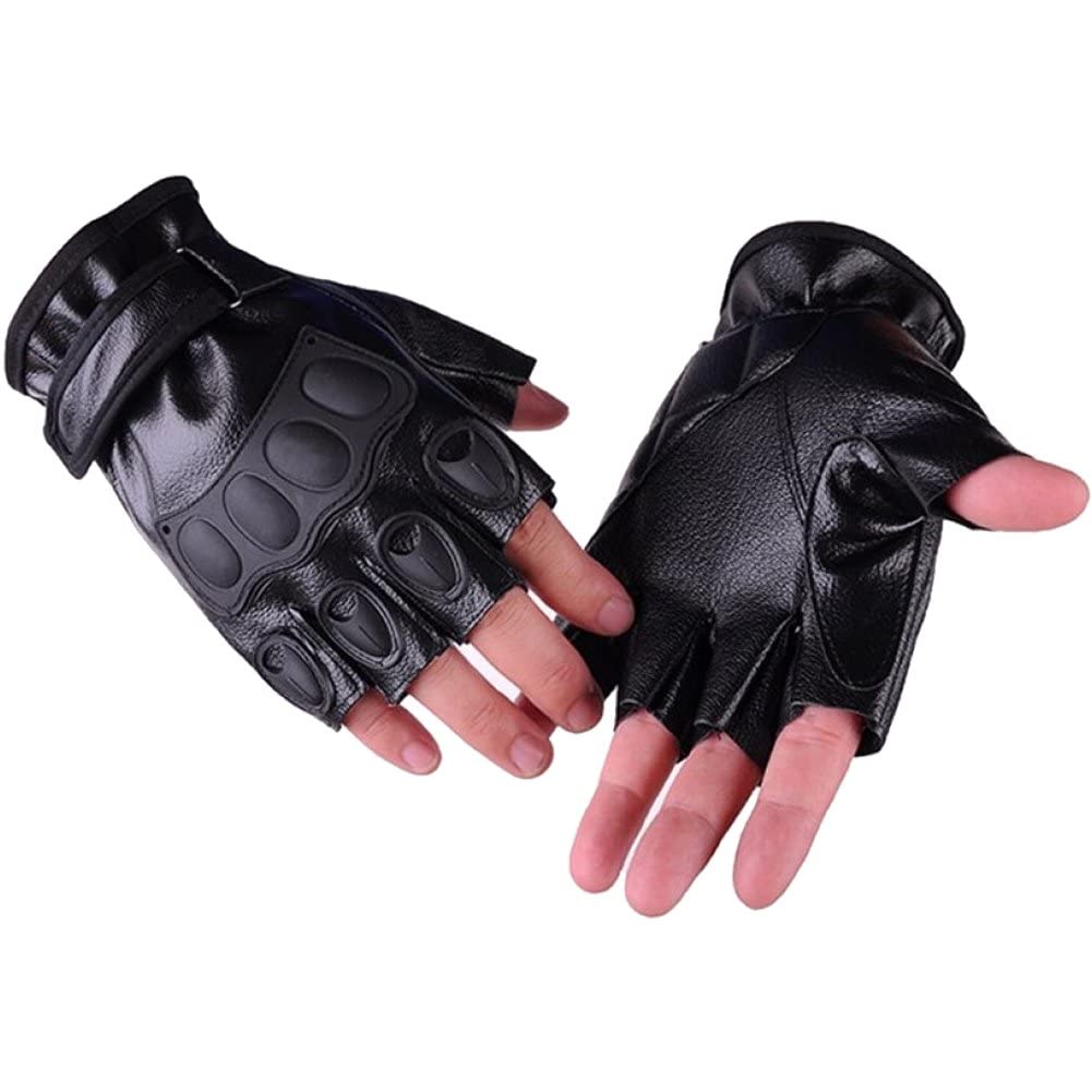 Stakee Leather Driving Gloves Sports Fingerless Gloves Half Finger Glove Black Steampunk Gloves Cosplay Costume for Women Men