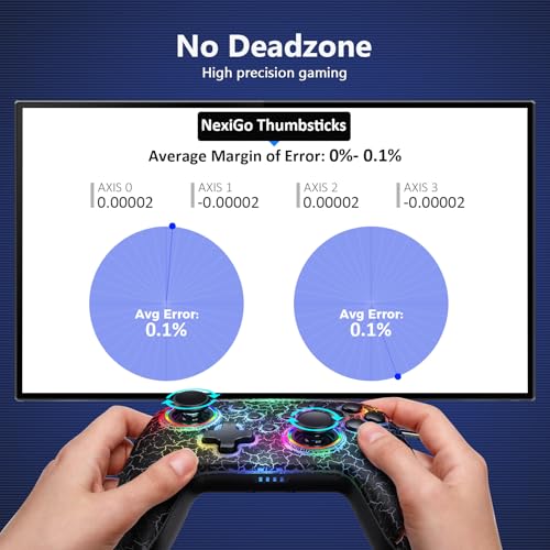 Image of NexiGo Hall Effect Wireless Controller (No Deadzone) for Switch 2 and Switch, Controllers for Nintendo Switch, Bluetooth Switch Controller, Turbo and LED Light (Lightstorm)