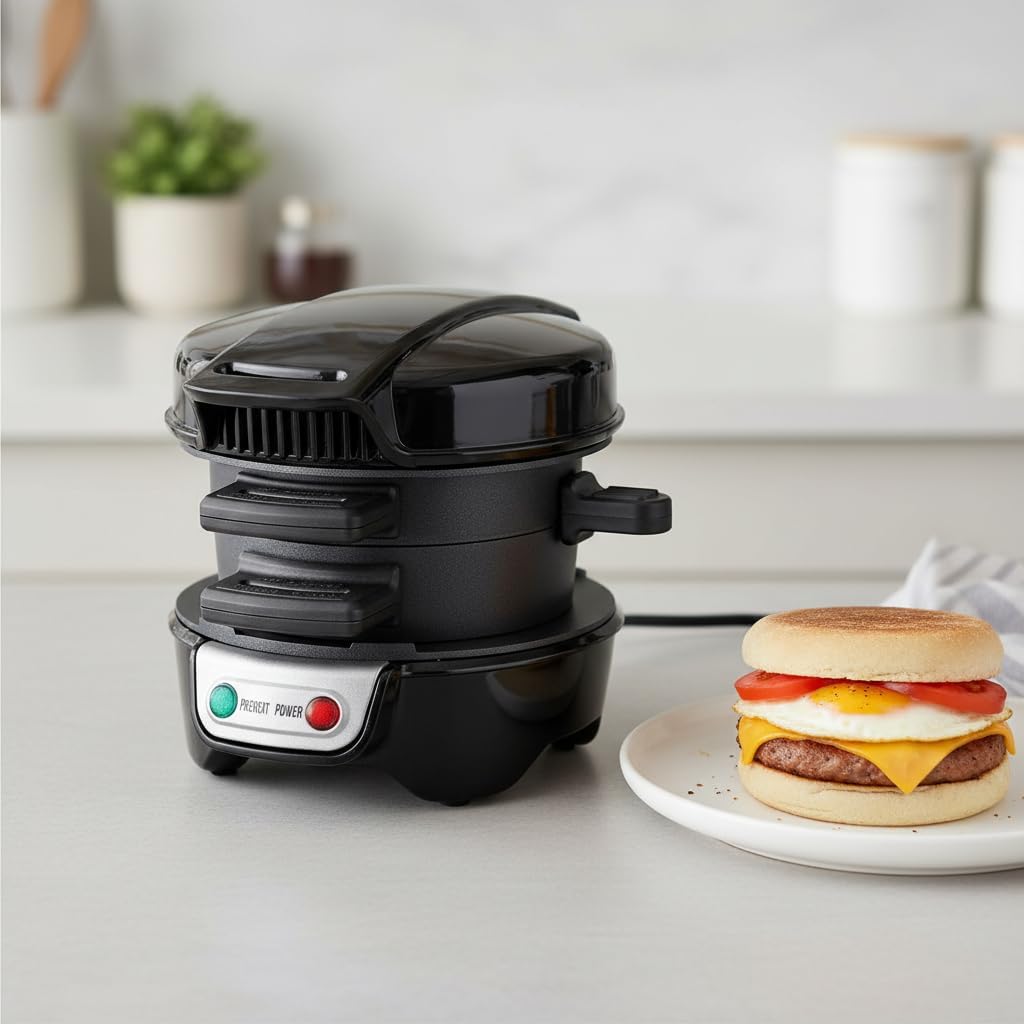 Burger Maker Machine for Home Use | 2-in-1 Burger Bun & Patty Maker | Non Stick Hamburger Maker Grill | Mini Breakfast Sandwich & Burger Cooker | Compact Fast Cooking Burger Press Machine.-image-39