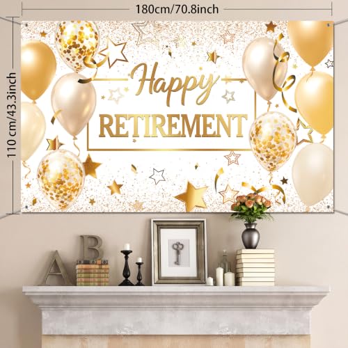 Image of Blulu Retirement Party Decorations,72.8 x 43.3 Inch,White Gold