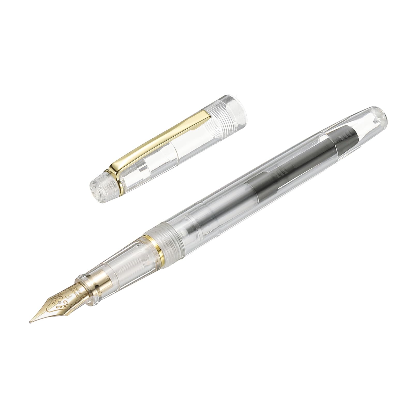 PATIKIL Fountain Pen Medium Nib, Fountain Pen Barrel Handcrafted Pen for Professional Office Journaling Gifts, Transparent White
