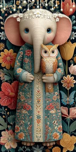 ペイントバイナンバー 象 塗り絵 数字 フクロウ DIY ペイントで描くキャンバス 絵の具をつける 時間をつぶす アートクラフト 簡単初心者向け 数字によるアクリル 水彩手塗り 子供用ャンバスクラフトフレームレス リビング装飾 100X130cm P0-1