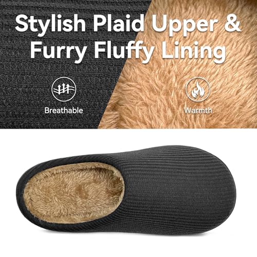 Image of Men House Slippers Memory Foam Slippers for Women Casual Warm House Ladies Woman Indoor Outdoor Non Slip Cozy Men Bedroom Soft Shoes Size Navy Blue