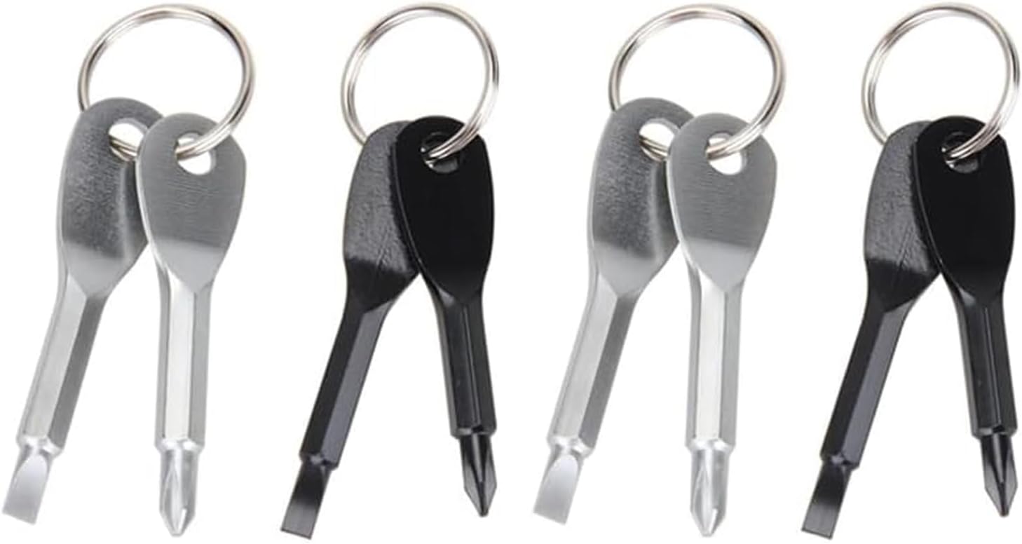 8Pcs Portable Keychain Screwdriver Set, Mini Pocket Key Chain Phillips Slotted Head Screwdriver with Key Ring, Flat Head Screwdriver & Small Phillips Head Screwdriver Set