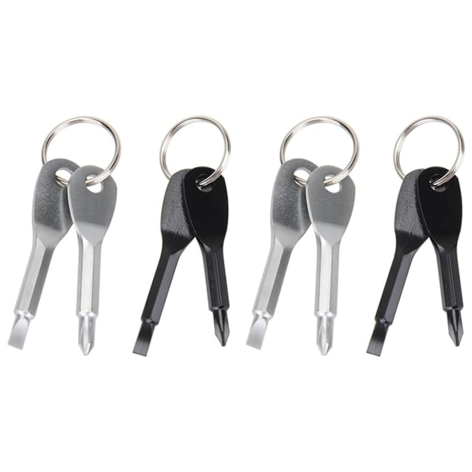 8Pcs Portable Keychain Screwdriver Set, Mini Pocket Key Chain Phillips Slotted Head Screwdriver with Key Ring, Flat Head Screwdriver & Small Phillips
