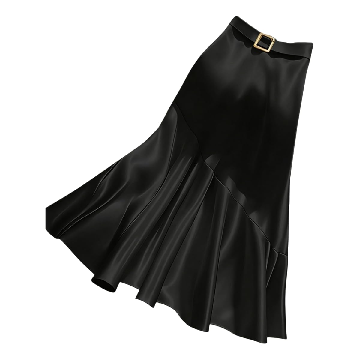 Jupe en satin noire flatteuse qui affine la taille pour soirée et date