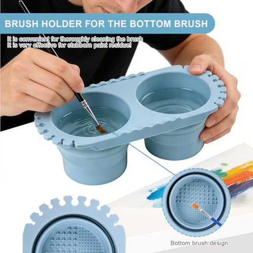 jinminamz Brush Cleaner, Porte Pinceaux Peinture Voyage, Gobelet Pliable Porte Stylos, Silicone Séchoir à Pinceaux, Multifonctionnel Accessoire Peinture Pour Le Dessin Outils – vue 4