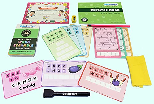 Image of Word Scramble (Pack of 6) Write & Wipe Reusable Activity Educational Game Birthday Return Gift Pack