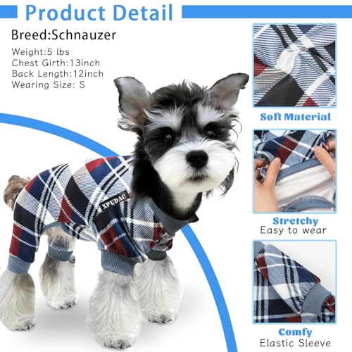 XPUDAC Pacote com 4 pijamas para cães pequenos gatos roupas xadrez para cães pijamas de cachorro pij