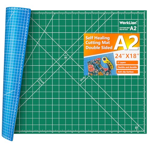 WORKLION 18'' x 24'' Large Self Healing PVC Cutting Mat, Double Sided, Gridded Rotary Cutting Board...