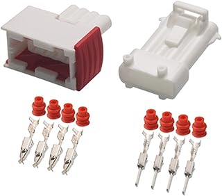 1/5/10/20 / 50 / sets 4 Pin Coche Eléctrico Blanco Enchufe Tyco AMP Impermeable Auto Wire Hombre Conectores Femeninos 144998-5 (Color : 4p male female, Size : 5 SETS_4P)