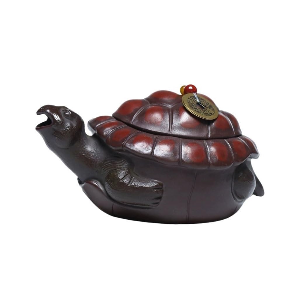 Tetera Hecha a Mano Creativa Tetera De Arcilla Púrpura Hecha A Mano con Forma Tortuga For La Ceremonia del Té Una Sola Persona para Preparar Té de Hojas