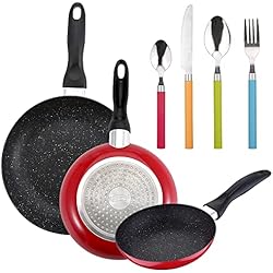 Pack Sartenes San Ignacio PACK DE 3 SARTENES SAN IGNACIO Ø16CM Ø20CM Ø24CM + SET DE 24PC CUBERTERÍA EN ACERO INOXIDABLE CON MANGOS DE MULTICOLOR