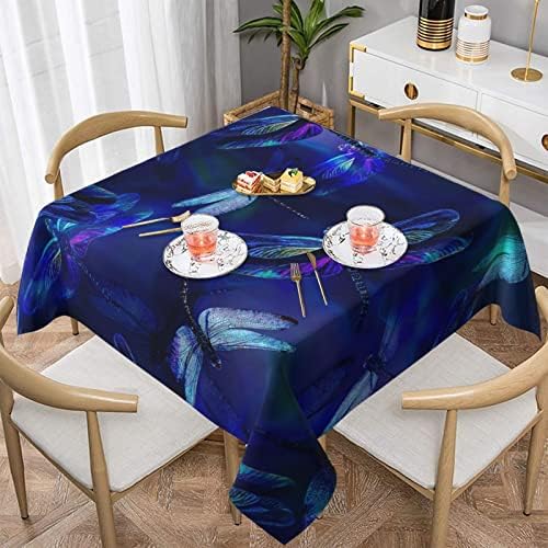 Waoooo Dragonfly Square Tablecloth Waterproof Table Cloth Washable TableCover 60 Inches Square Decorative Tablecloth for Dining Kitchen and Party