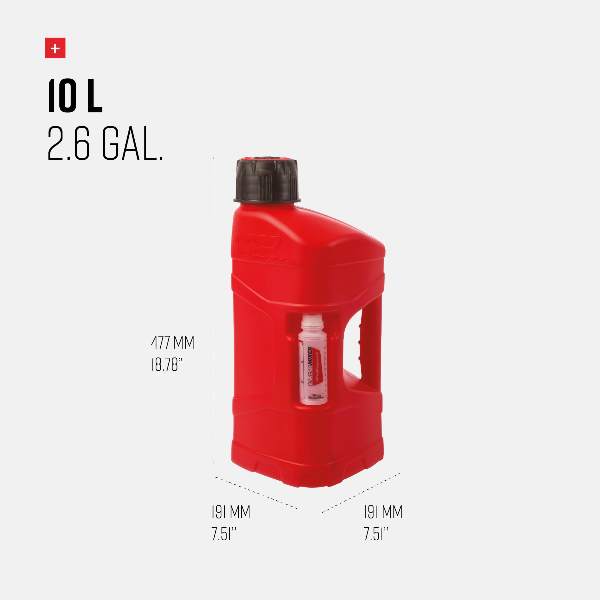 POLISPORT 8464600002 - ProOctane bidón de gasolina de 10L homologado con sistema de llenado rápido duradero y resistente con tapón a prueba de derrame en color rojo
